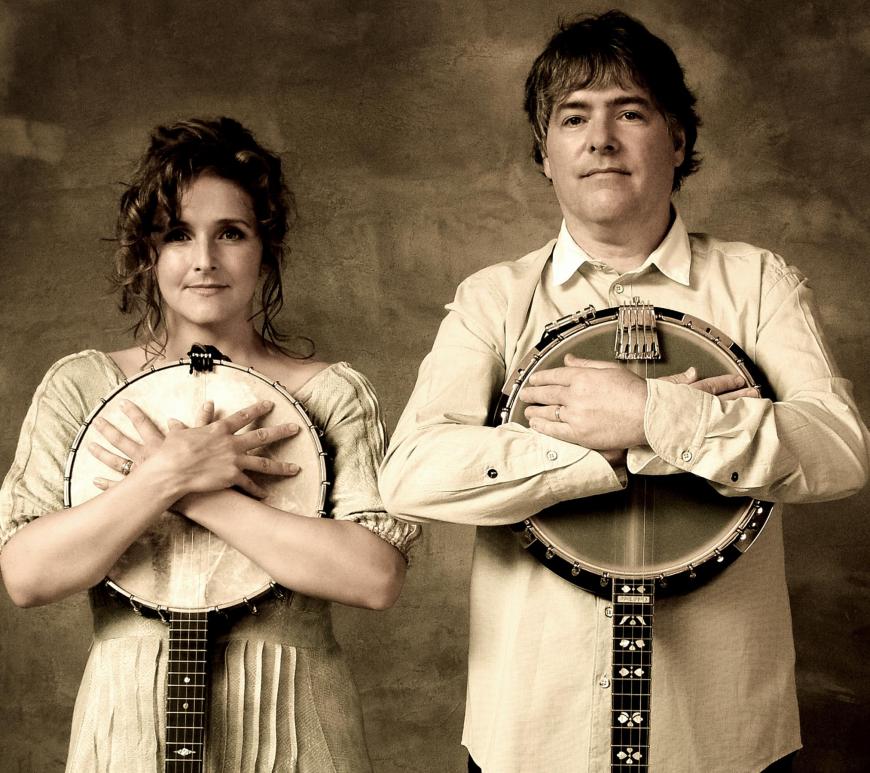 Abigail Washburn and Bela Fleck with banjos
